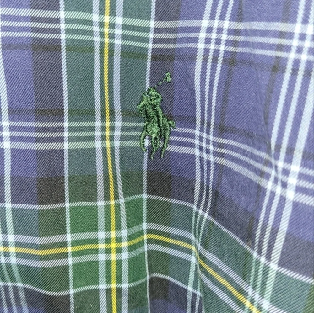 Polo Ralph Lauren Dress Shirt Mens XXL Blue Green Classic Fit Button Up VTG - Picture 4 of 4